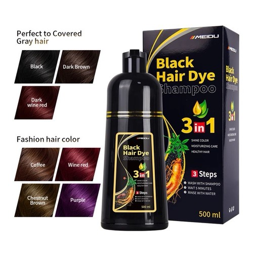Black hair dye shampoo can - dye,