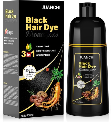 Black hair dye shampoo - 3, in1